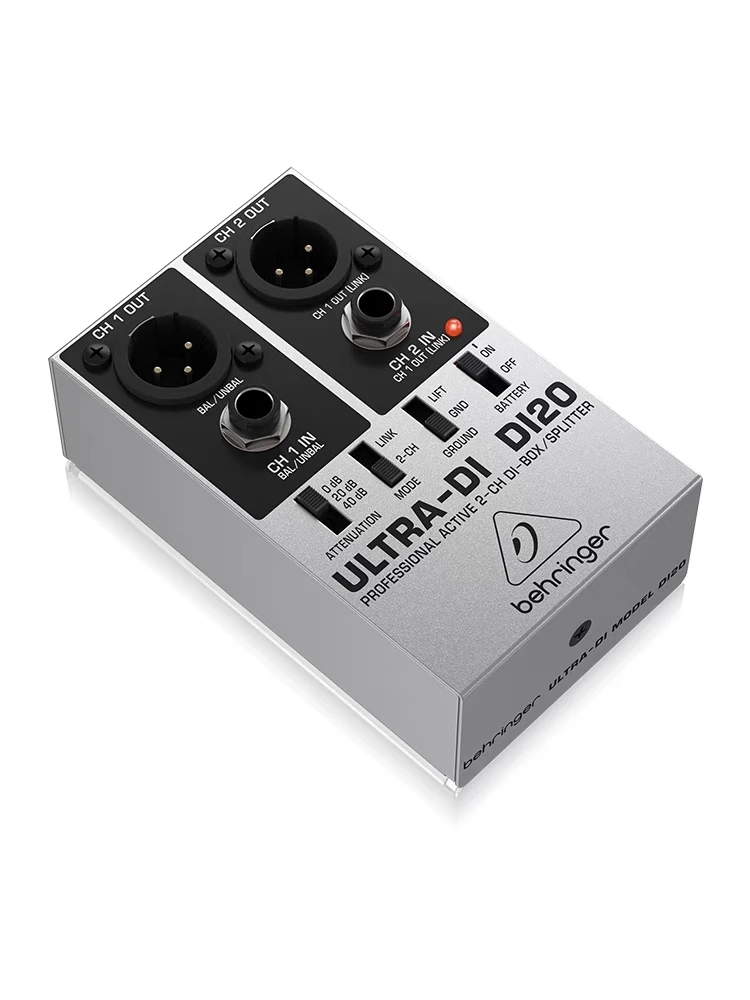 BEHRINGER百灵达DI20双通道转平衡舞台吉他贝斯有源DI盒效果器