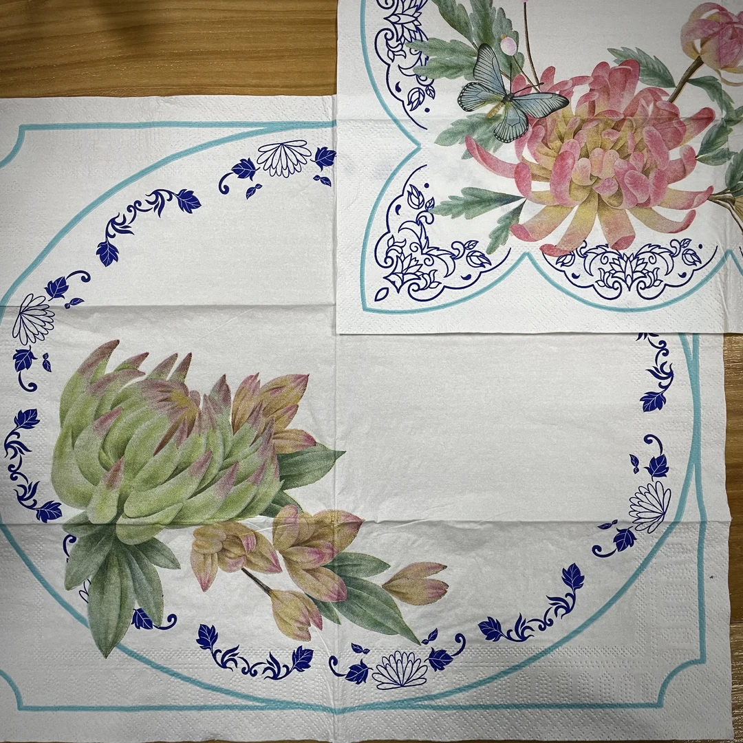 【一抹美好】 《绒花》餐垫印花纸巾餐巾20片装便携家用两用