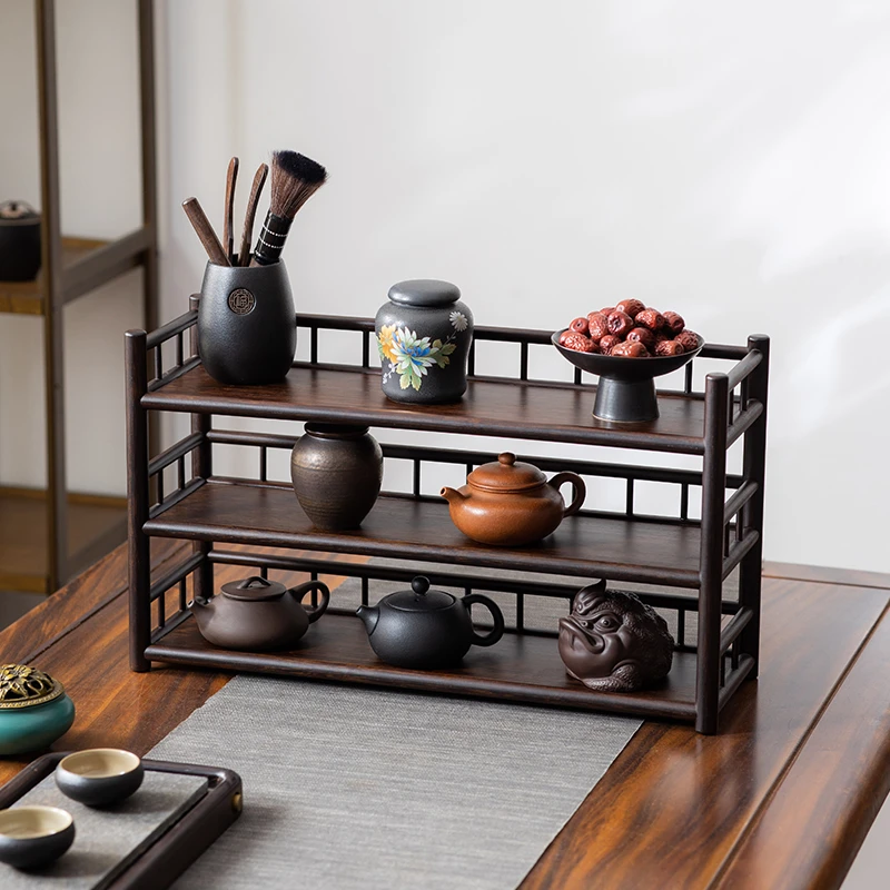 三层茶棚竹制茶杯架茶壶收纳架茶具壶摆件文玩架茶叶架博古架