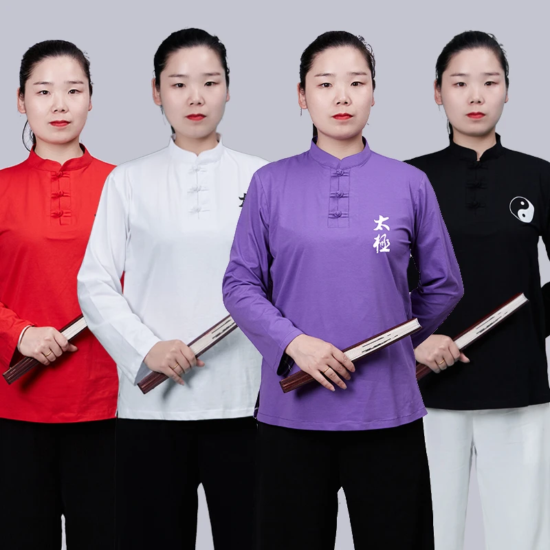 陈家沟春秋新款长袖纯手工立领男女春秋季太极T恤练功服太极服