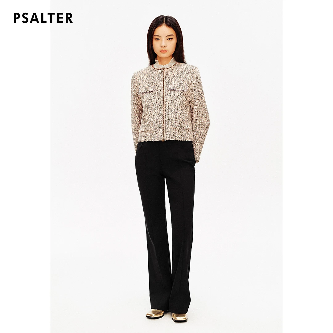 PSALTER诗篇专选圆领学院千金风钉钻花纱小香风短外套