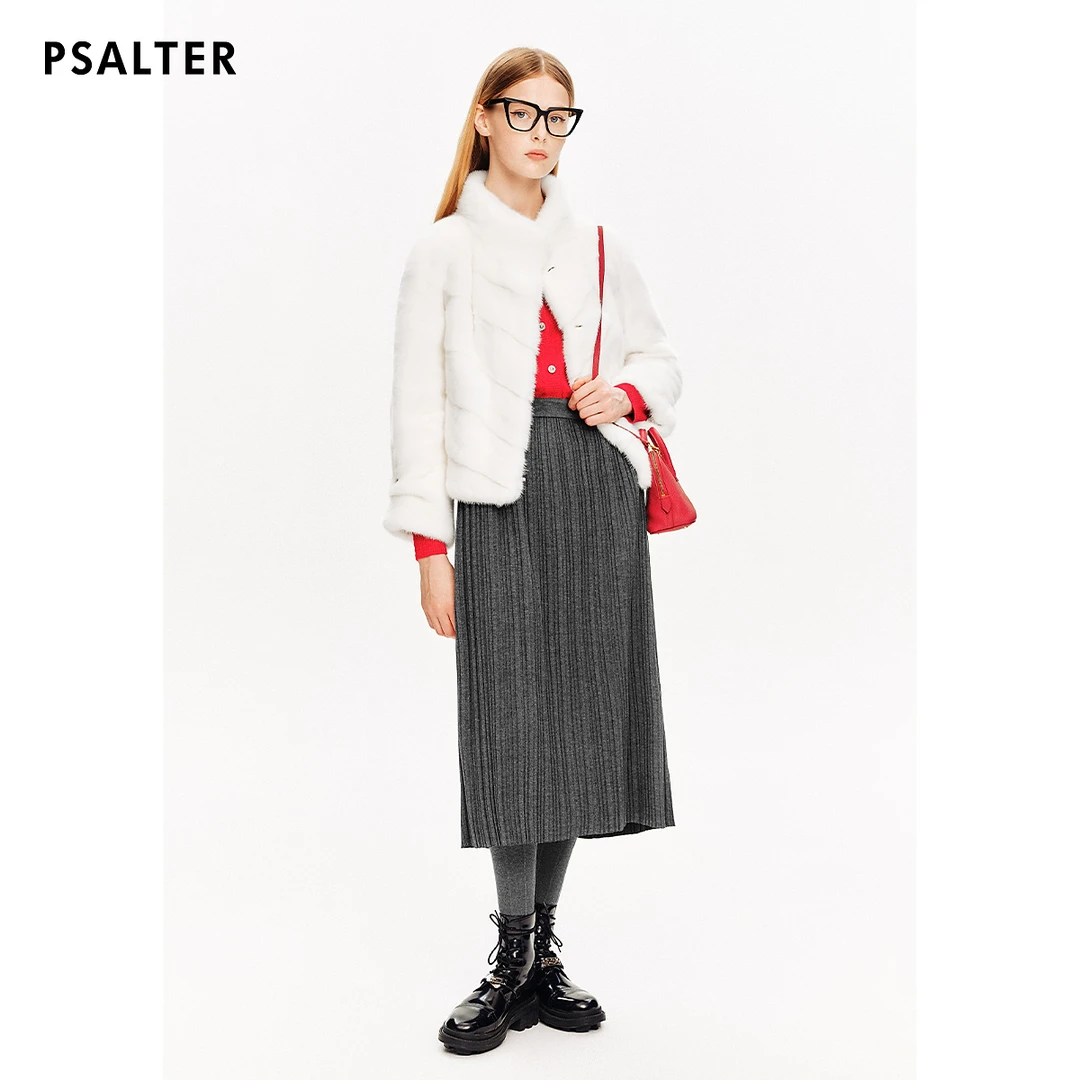 【白貂皮】PSALTER诗篇简约立领短款水貂毛外套皮草冬季款
