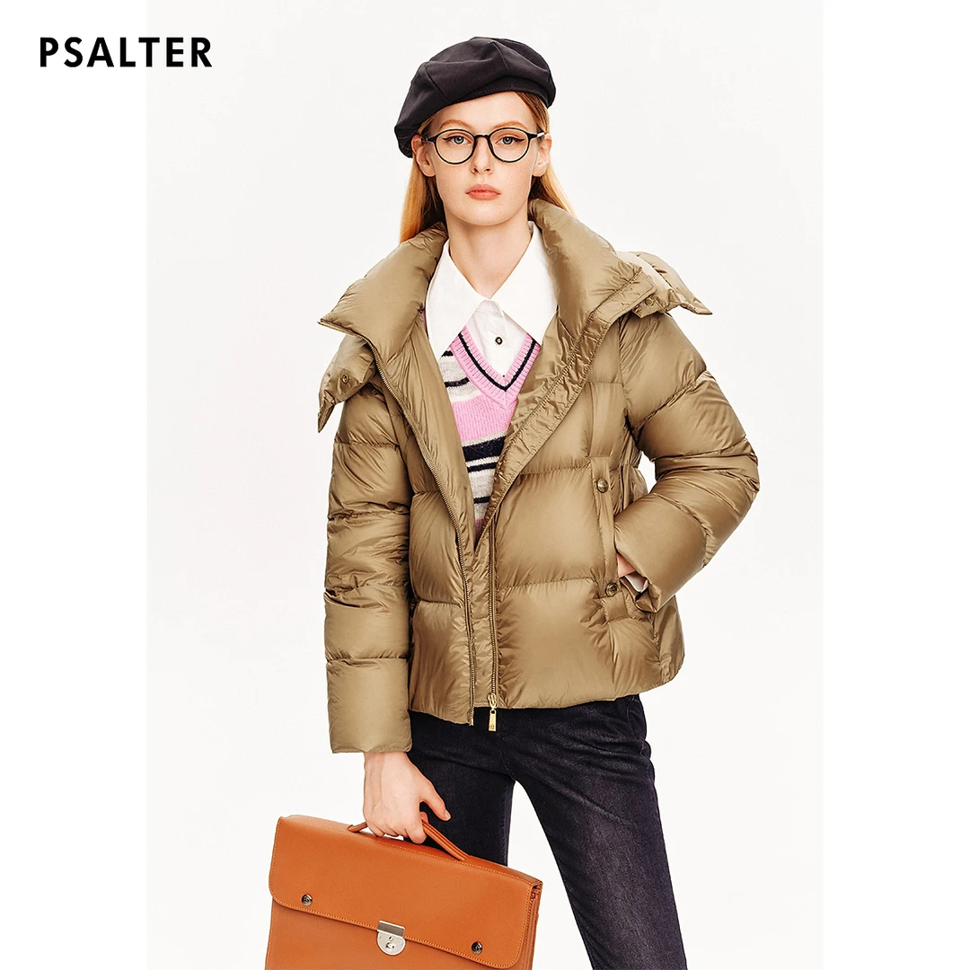 【琥珀流光】诗篇冬季鹅绒服美拉德光泽感立领连帽短款羽绒服冬