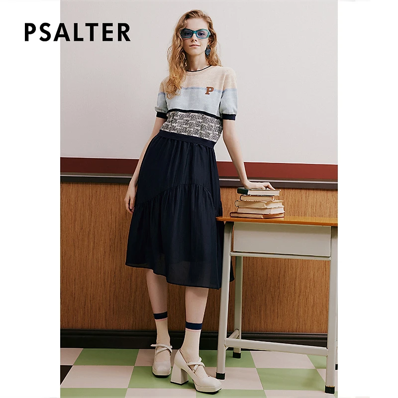 【凉感曲珠】PSALTER诗篇天丝莱赛尔提花假两件针织连衣裙夏