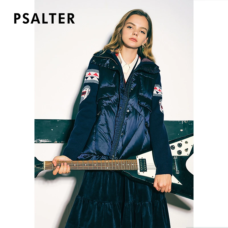 PSALTER诗篇女装冬季短款时尚减龄女士连帽保暖休闲印花羽绒服