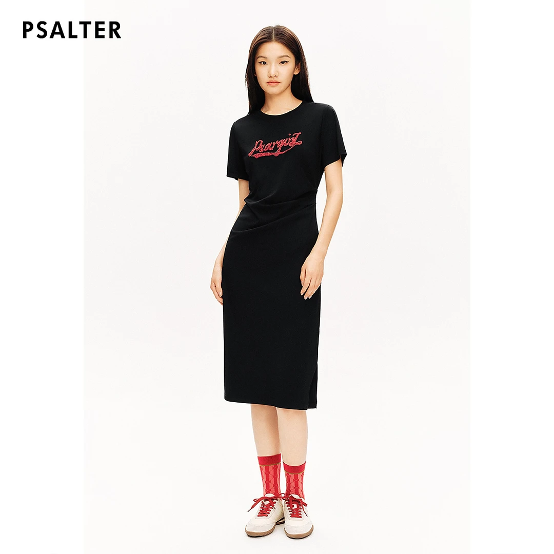 【三醋酸】PSALTER诗篇重工珠片绣花捏褶针织卫衣裙连衣裙夏