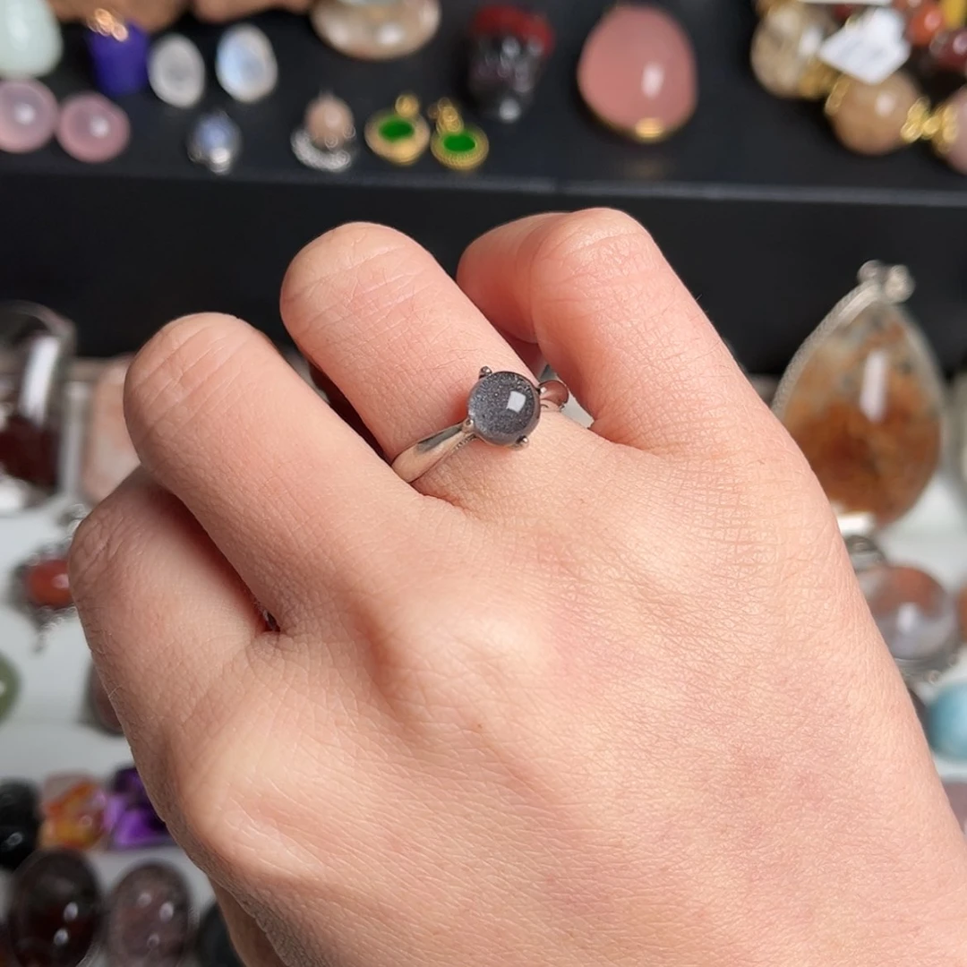 【闪购商品】水晶戒指银S925镶嵌豆**咪