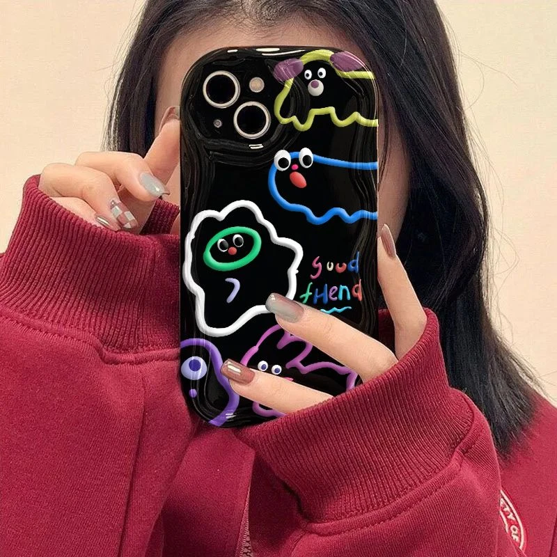 新款苹果iphone15软壳OPPO荣耀华为小米vivo奶油手机壳个性创意女