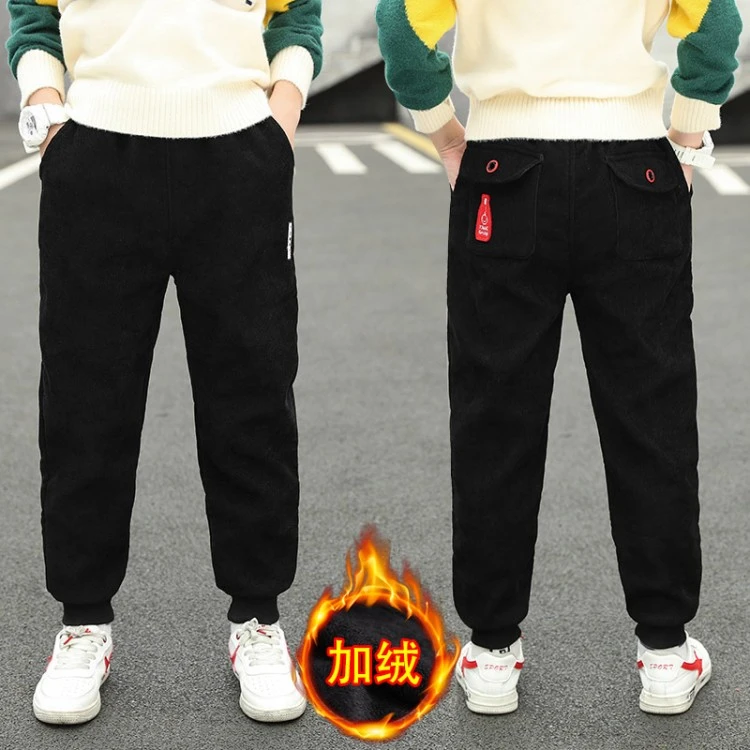 童装男童加绒裤子一体绒2024新款秋冬中大童冬装儿童加厚休闲