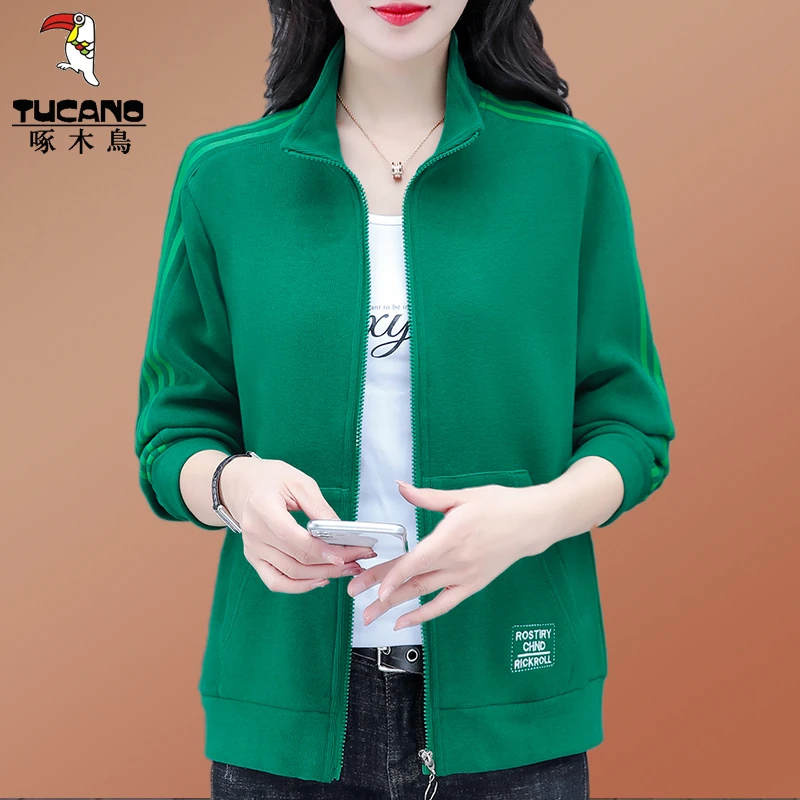 【官方】啄木鸟2025春秋季新款韩版短外套女休闲百搭运动服立领上衣