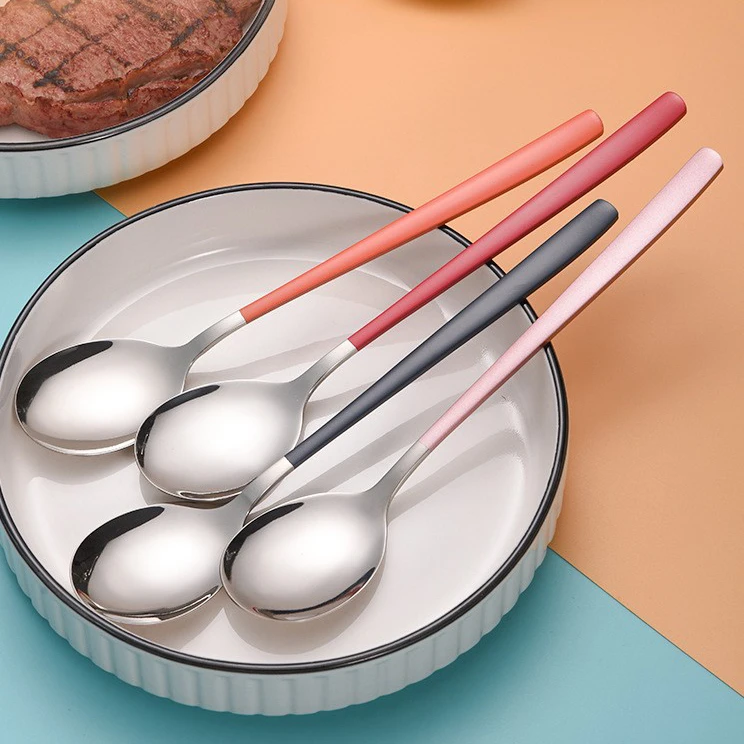 勺子加厚不锈钢家用长柄饭勺汤勺网红创意圆勺可爱ins西餐勺调羹