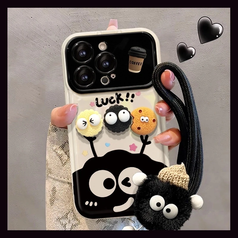 lucky煤球公仔适用苹果16promax/15/14/13翻盖大视窗手机壳女款
