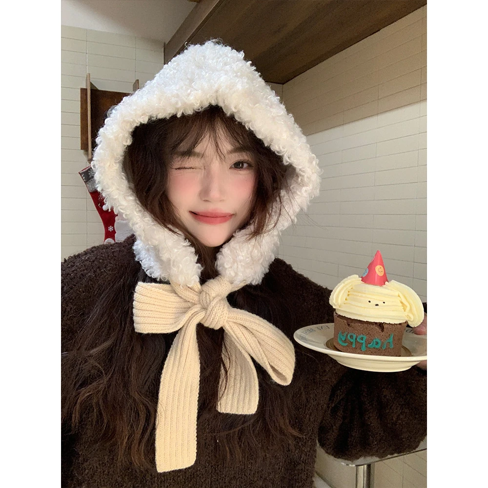 春节新款｜百搭羊毛绑带包头帽韩系冬季保暖巴拉克拉法帽护耳冷帽