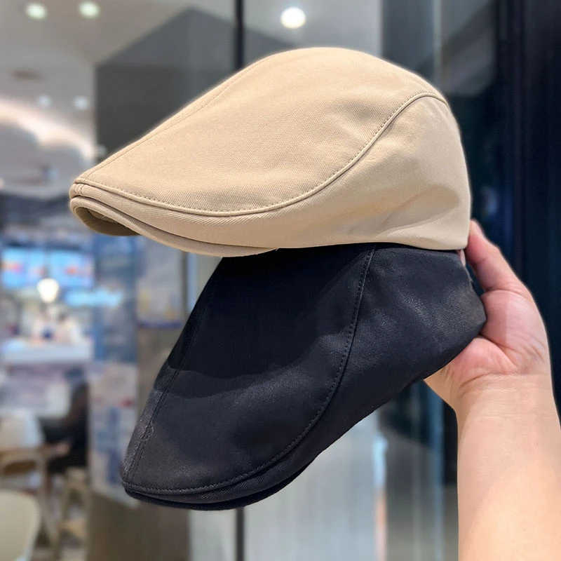 英伦风复古报童帽男女日系简约纯色前进帽反戴百搭显脸小鸭舌帽子
