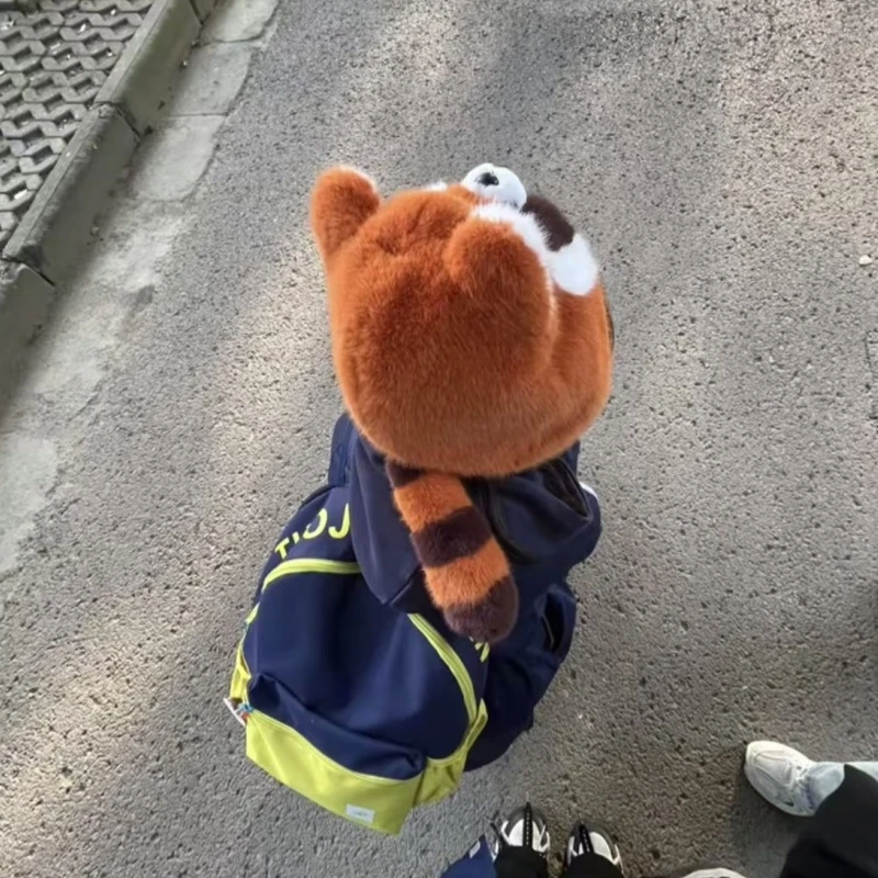 小浣熊动耳帽子女冬毛绒雷锋帽出游通勤骑行防寒帽可爱出片保暖帽