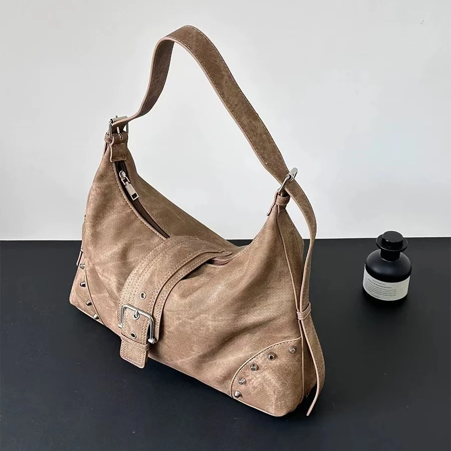 废土风单肩中古包吃土色腋下包复古机车晕染包女休闲千玺辣妹软皮