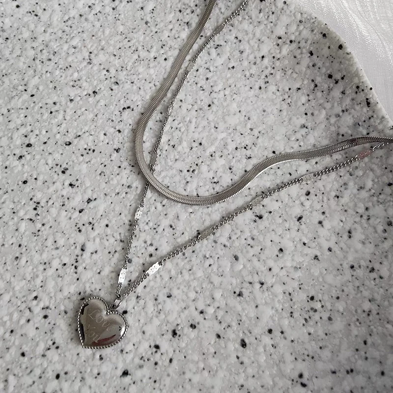 钛钢项链 饰品项链双层叠戴法式复古项链钛钢不掉色简约百搭气质