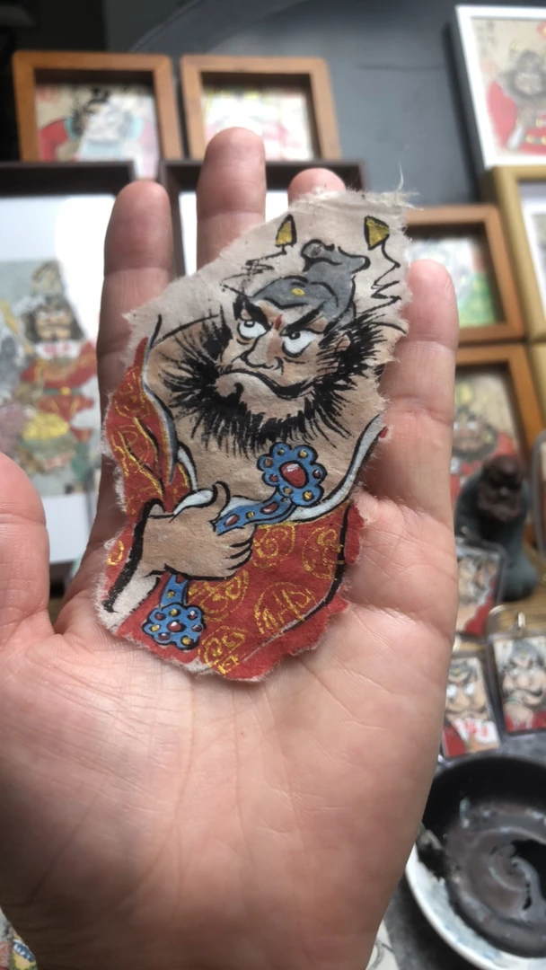 四毛钟馗手机壳夹画，巴掌画，随型适合多种手机