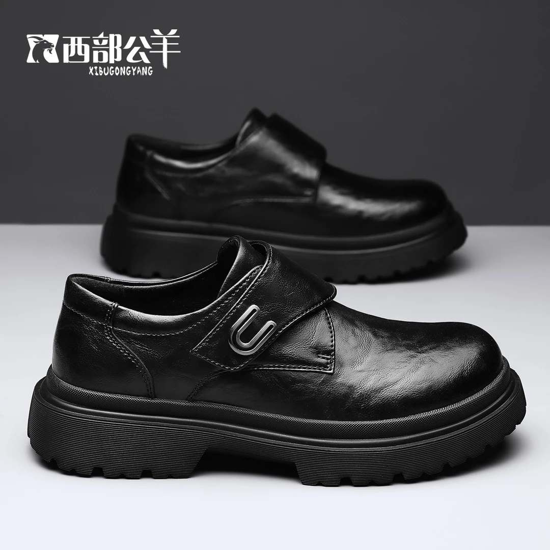 西部公羊秋冬新款时尚商务休闲鞋男士百搭英伦风正装皮鞋潮流男鞋
