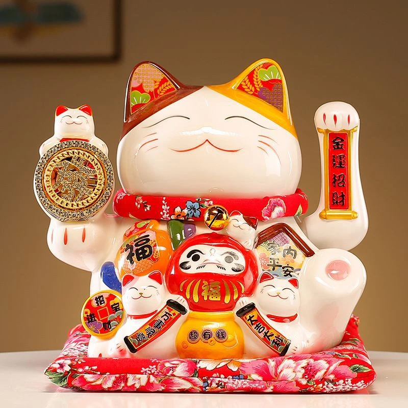招财猫陶瓷摆件电动摇手家居乔迁收银台店铺开业送礼发财猫礼品