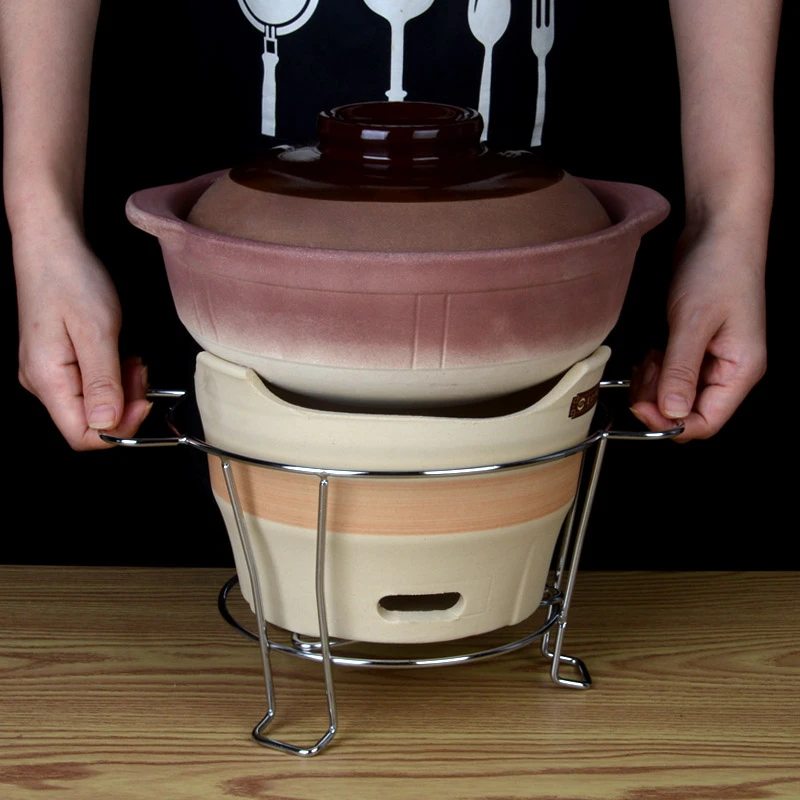 港式打边炉老式砂锅火锅家用煲汤炖锅木碳火陶土砂锅商用围炉刷锅