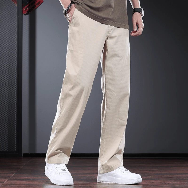 罗蒙高端休闲裤男潮流宽松直筒裤秋冬新款英伦百搭通勤工装裤子男