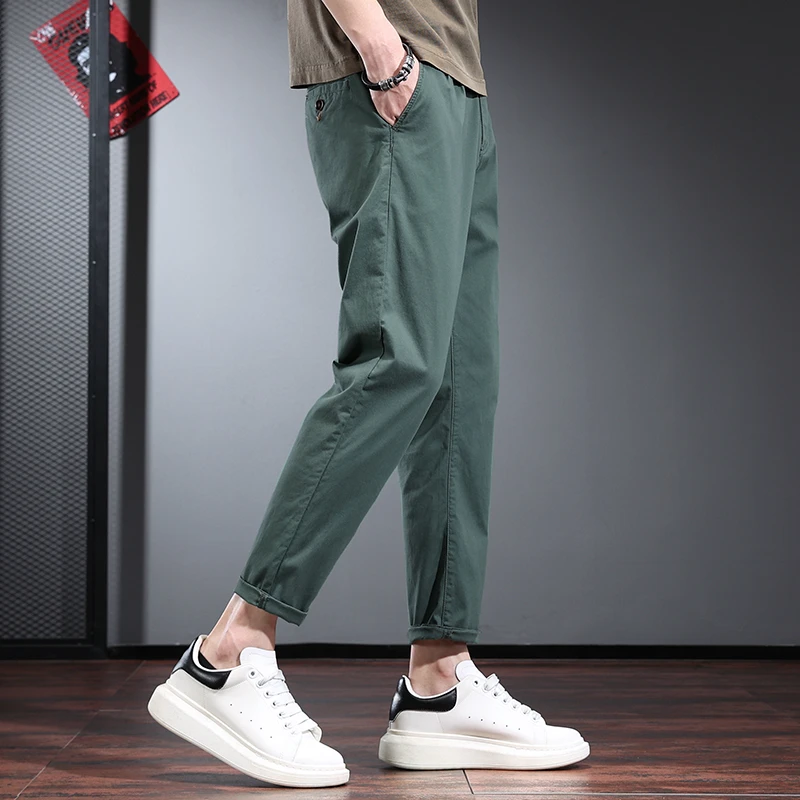 罗蒙高端弹力九分裤男休闲裤秋冬新款韩版修身小脚裤子潮流锥形裤