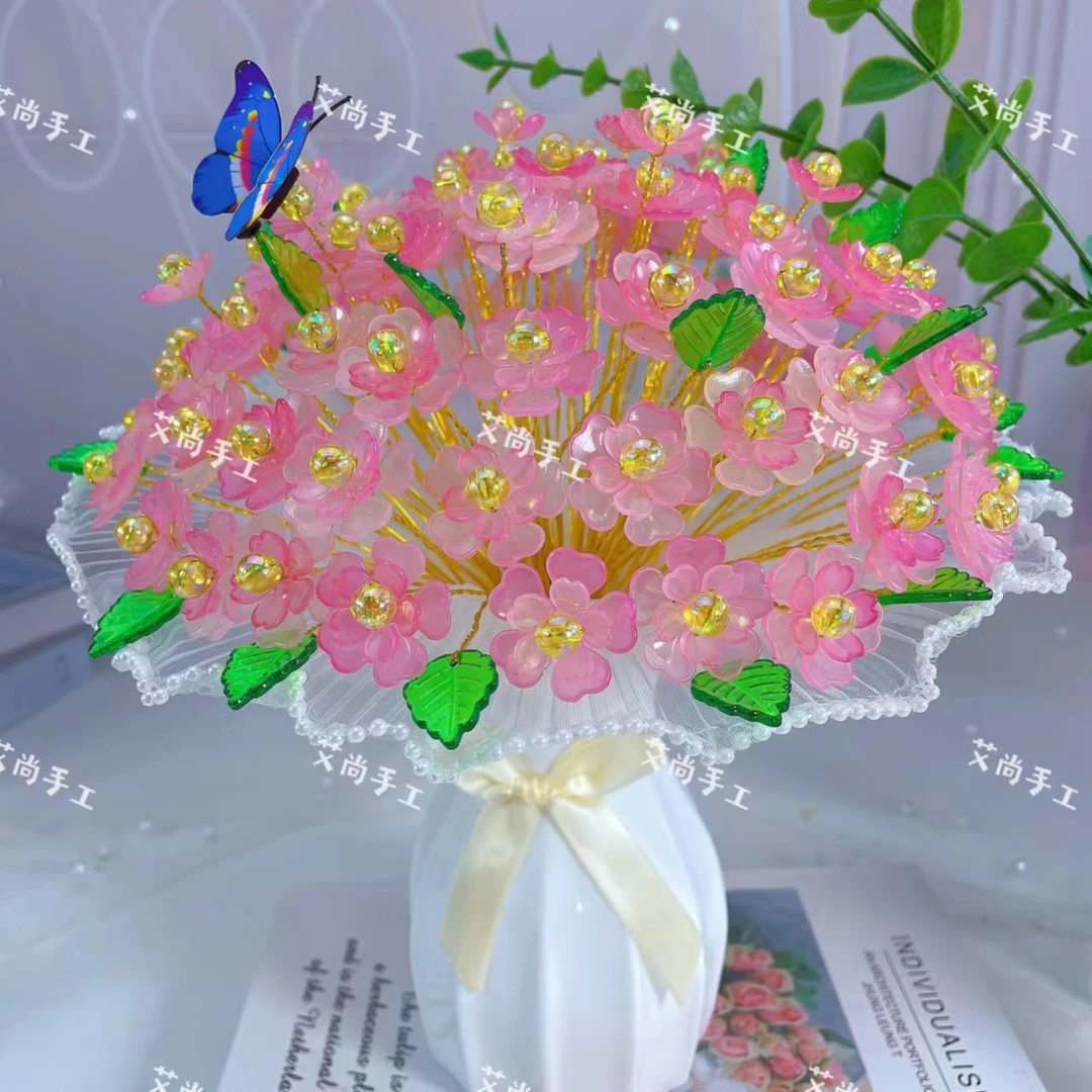 【一份材料+送防摔花瓶】升级款绿叶樱花 手工DIY材料包