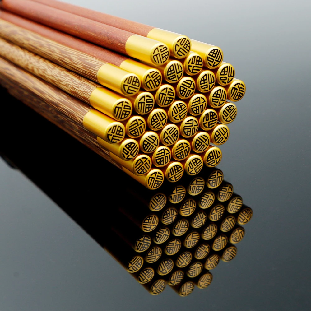 筷子鸡翅木家用高档一人一筷实木筷实木中国风餐具家用高档福筷