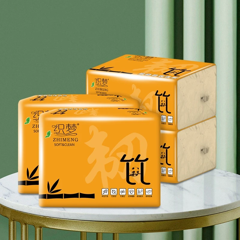 竹浆本色纸巾抽纸家用餐巾纸擦手纸面巾纸家庭实惠装抽纸餐巾纸抽