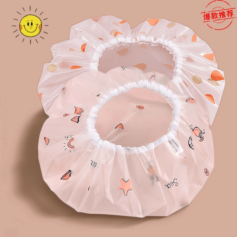 成人卡通风沐浴通用家务清洁浴帽淋浴帽加大加厚