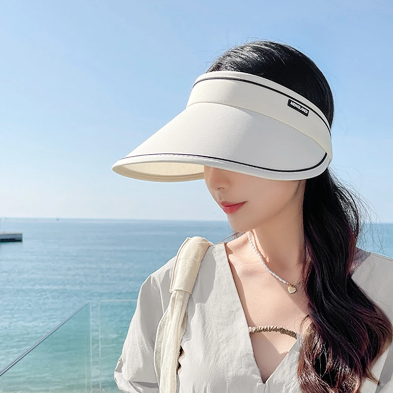 折叠多色防晒帽女夏季空顶遮阳帽防晒大帽檐户外太阳帽显脸小