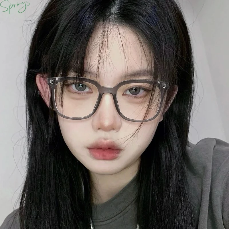 气质灰网红黑框素颜眼镜女韩版潮近视可配度数防蓝光防辐射平光镜