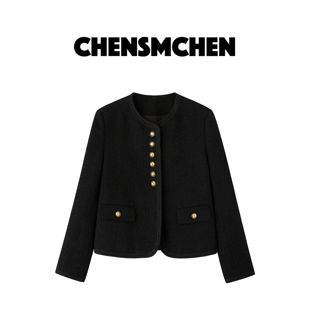 CHENSMCHEN 设计师款秋季圆领羊毛小香外套女C23W038