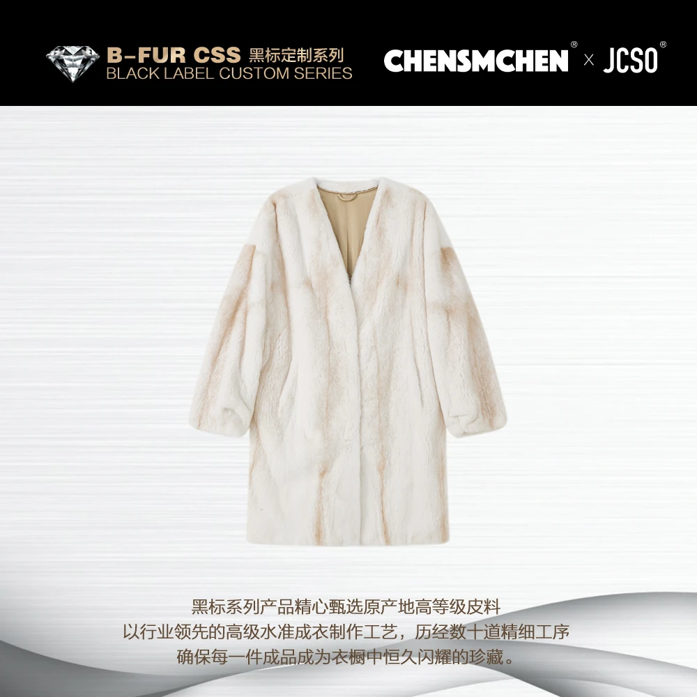 【CHENSMCHEN×JCSO】进口米黄十字飞机袖水貂皮草C24P067NL