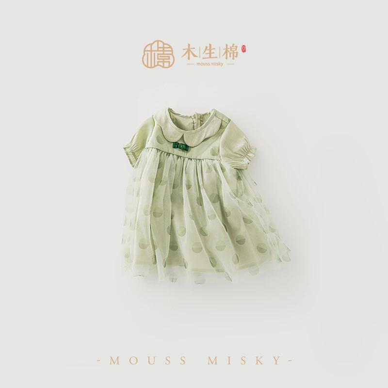 【气质国风】木生棉女宝短袖连衣裙夏季薄款网纱婴儿外出裙子周岁礼