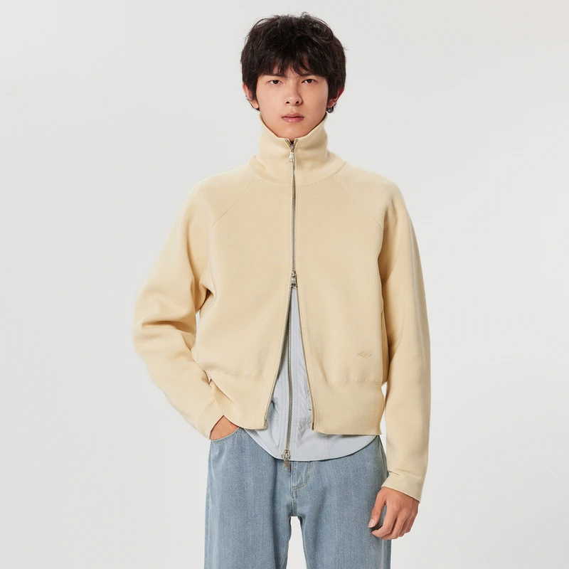 速写男装毛衫开襟高领宽松短款街头男生设计感拉链男生9N2310460