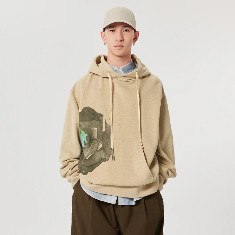 速写男装春新品卫衣个性印花连帽套头时尚薄荷曼波运动9N3410510