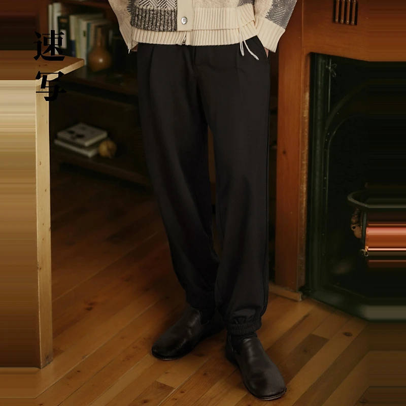 速写男装秋休闲裤宽松九分束脚长裤百搭男款秋季长裤9N8E10800