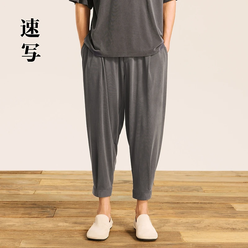 速写男装秋新款休闲裤束脚宽松柔软宽松时尚潮流长裤9O7E12520