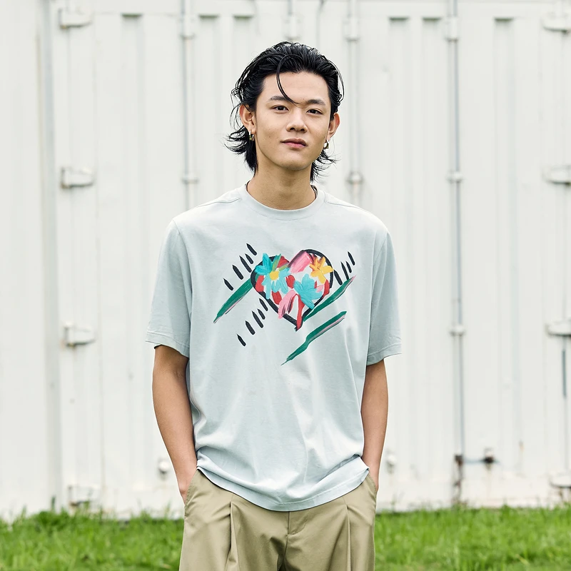 速写男装夏季折扣新品T恤短袖圆领潮流印花舒适透气休闲9M5110060