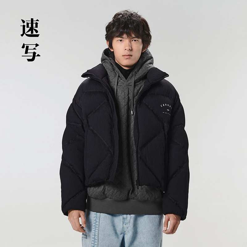 速写男装冬季新品羽绒服短款复古圣诞穿搭男友感休闲9MAC12780