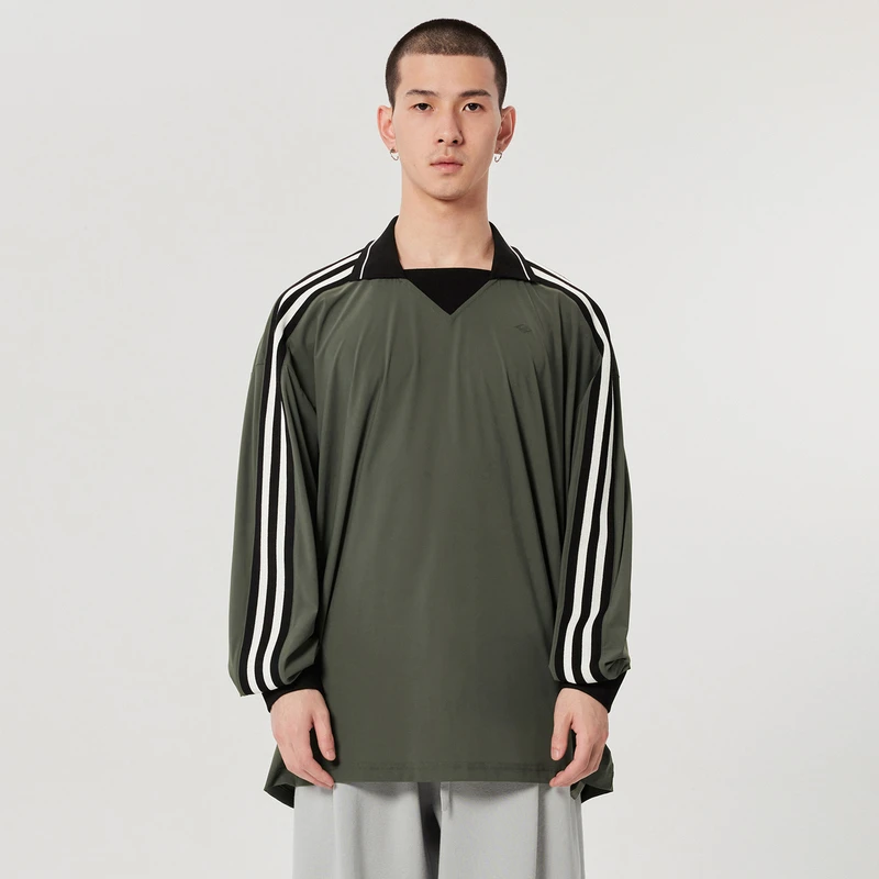 速写男装春夏新品T恤条纹拼接宽松长袖运动风时尚户外风9N2112670