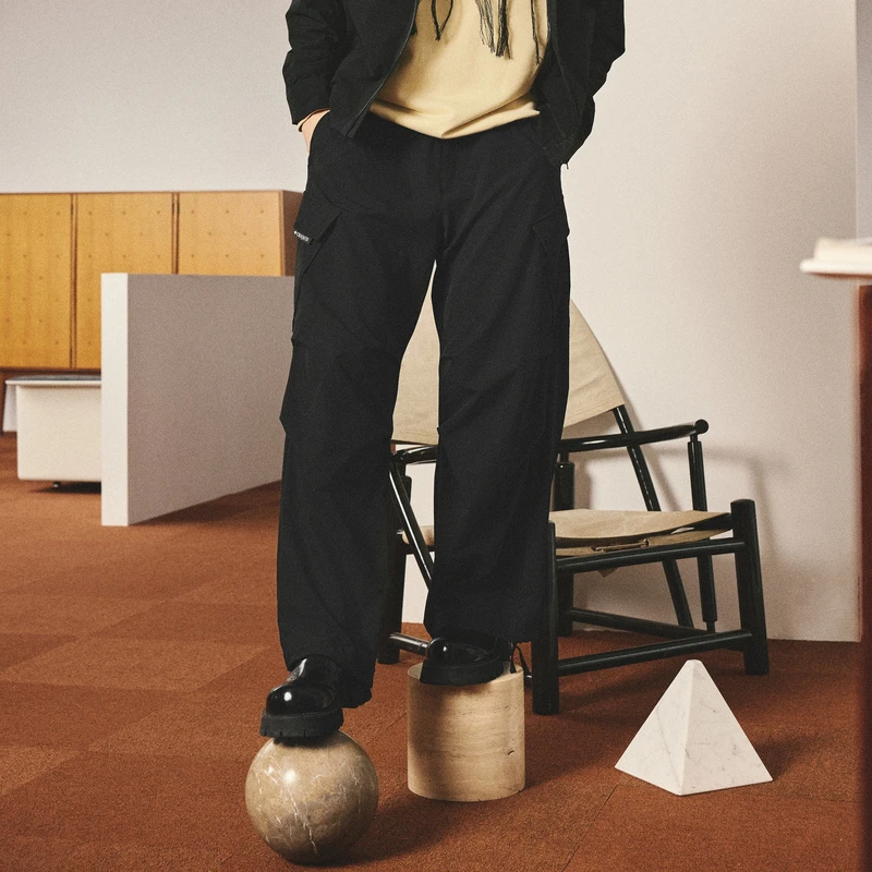 速写男装春夏新品休闲裤宽松直筒舒适潮百搭时尚长裤9O2E12450