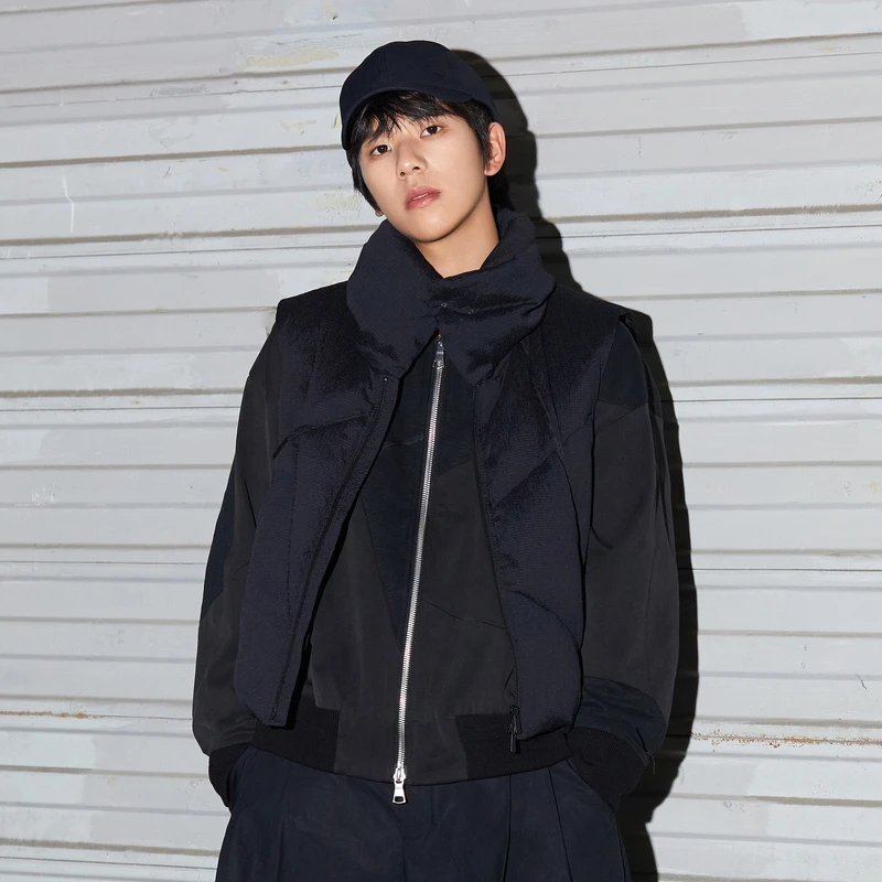 速写男装春新品夹克针织拼接棒球领复古街头时尚宽松潮9N2610790