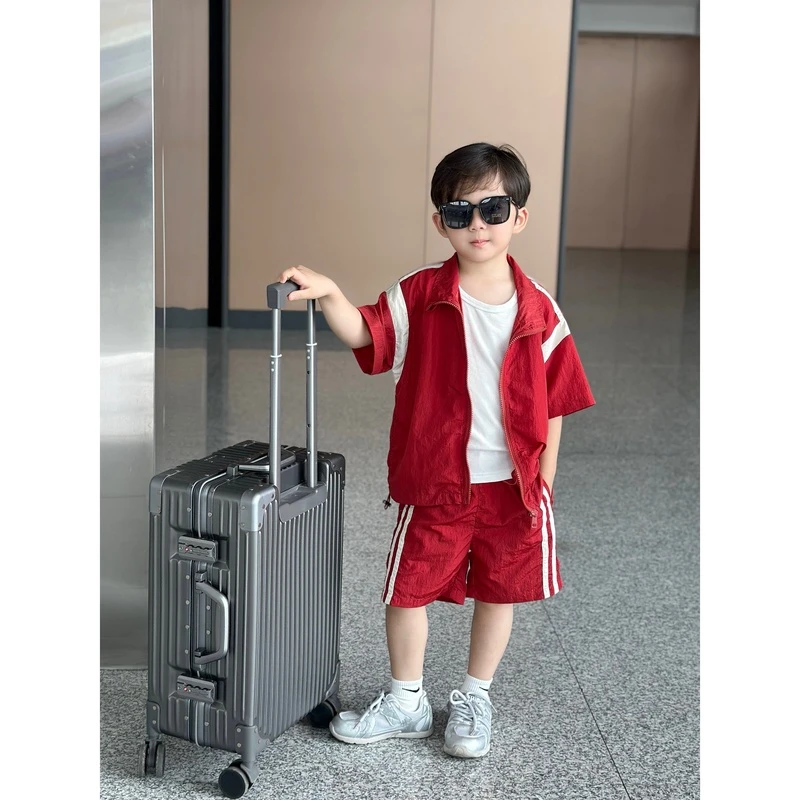 伟伟同款【一路长“红”】2024夏季新款休闲男童套装薄款WW0287