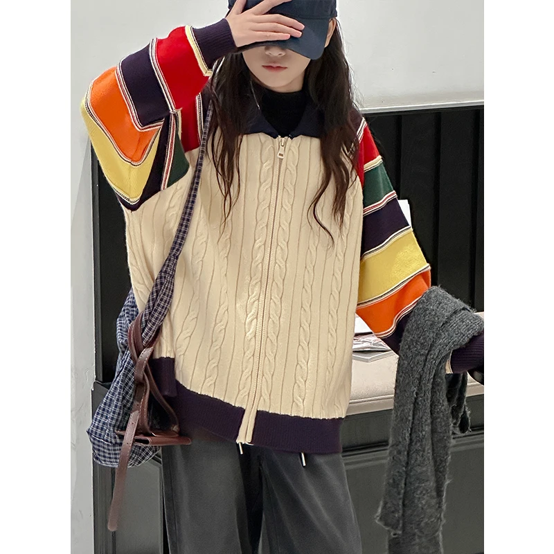 K27542孙小美彩虹袖女童毛衣开衫秋冬装2025新款儿童外套上衣