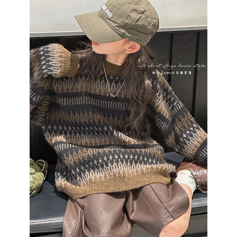 K24158韩国童装女童毛衣儿童长袖上衣秋冬新款春秋女孩针织打底衫