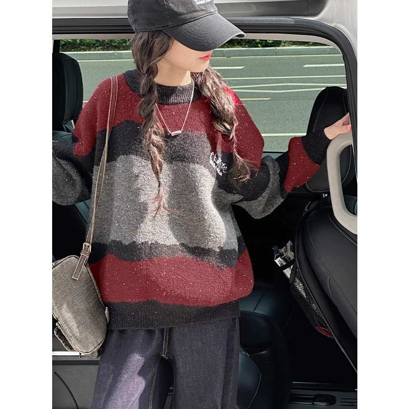 K27694女童彩砂毛衣儿童2025秋冬装新款加厚保暖休闲针织上衣洋气