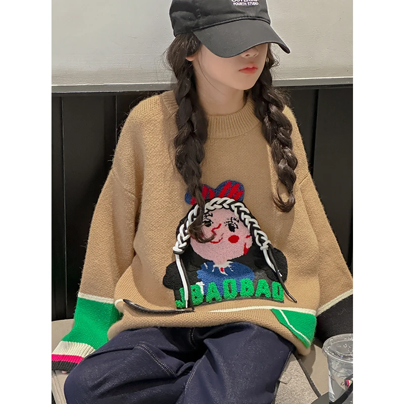 K27459孙小美女童毛衣针织衫2025新款秋冬装儿童加厚保暖上衣